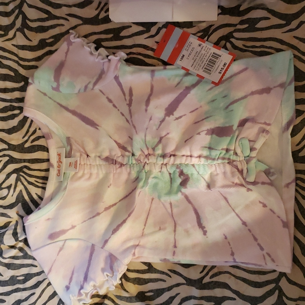 Xtra small panties and sports bra set and 18 mon cat and jack tee